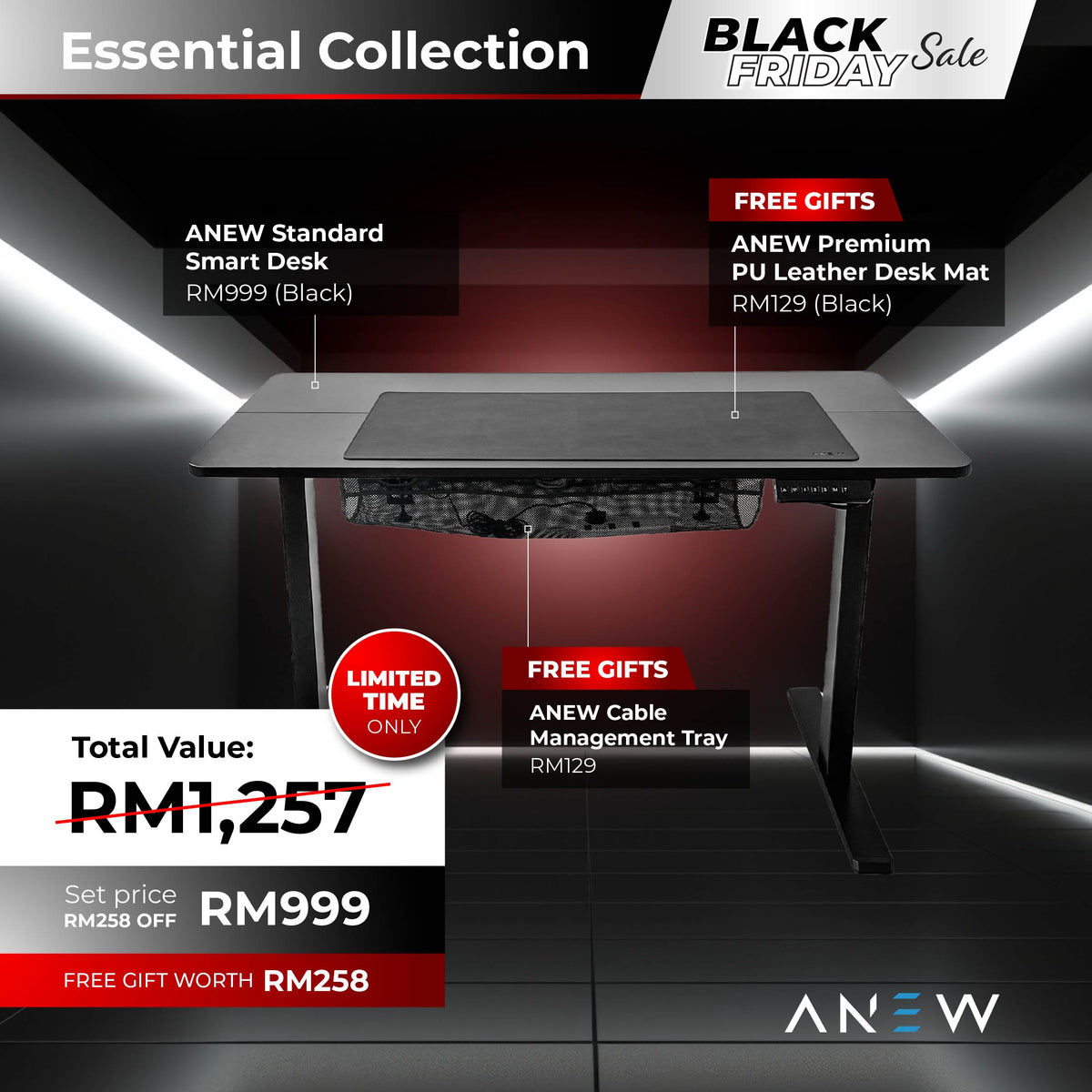 [Black Friday Limited Time Promo] ANEW Standard Smart Desk Essential Anew Official