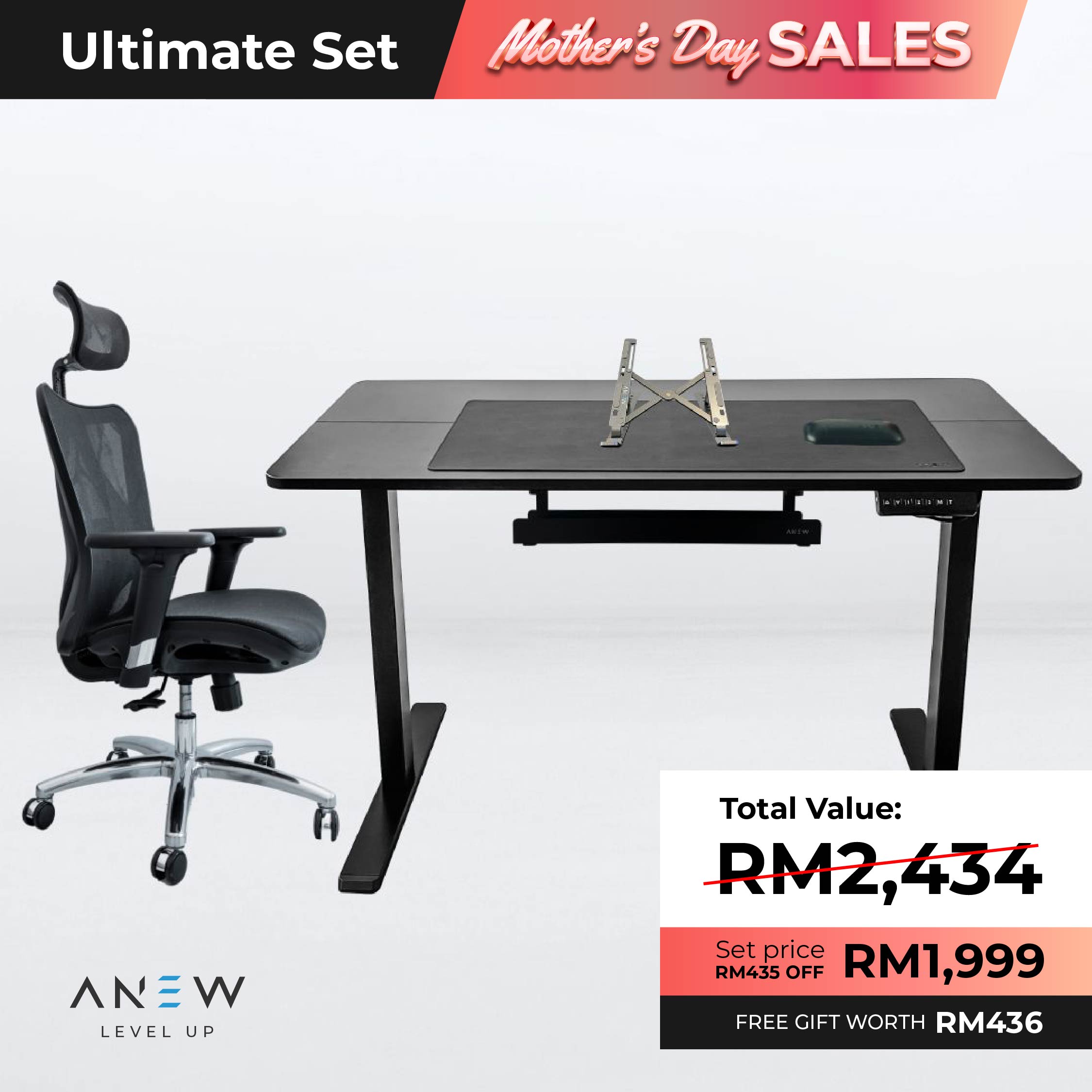 ANEW Standard Smart Desk - Ultimate Set  c/w Free Gift worth RM436