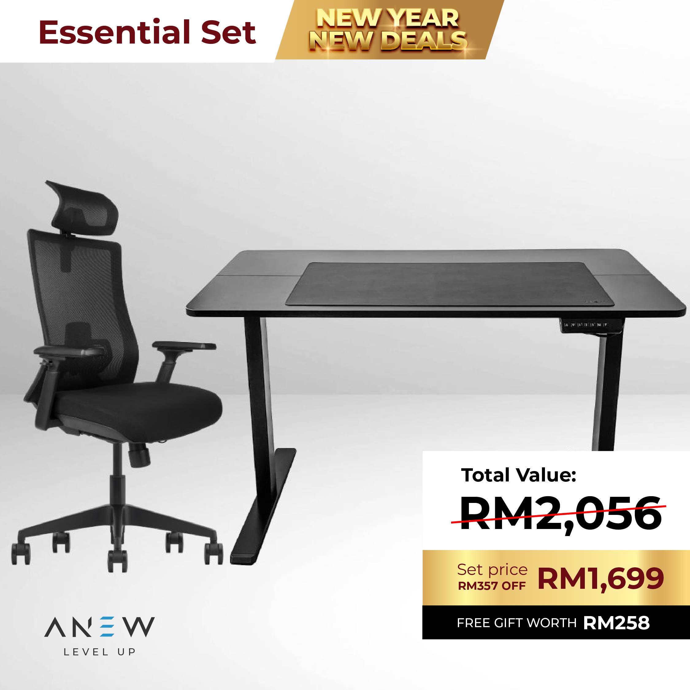 ANEW Standard Smart Desk - Essential Set c/w Free Gift worth RM258